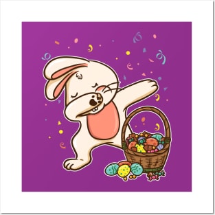 Dabbing Easter Bunny Rabbit Egg Hunt Posters and Art